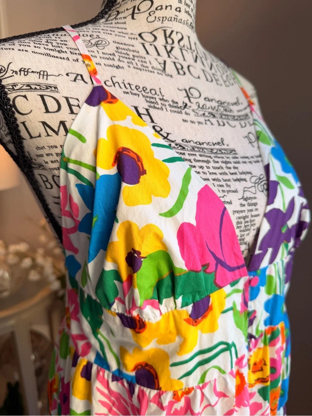 EUC J. Crew Vibrant Garden Cotton Poplin Tiered Maxi Dress Multicolor Size Large